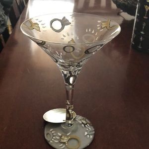 Hand painted Wedding Martini Glass